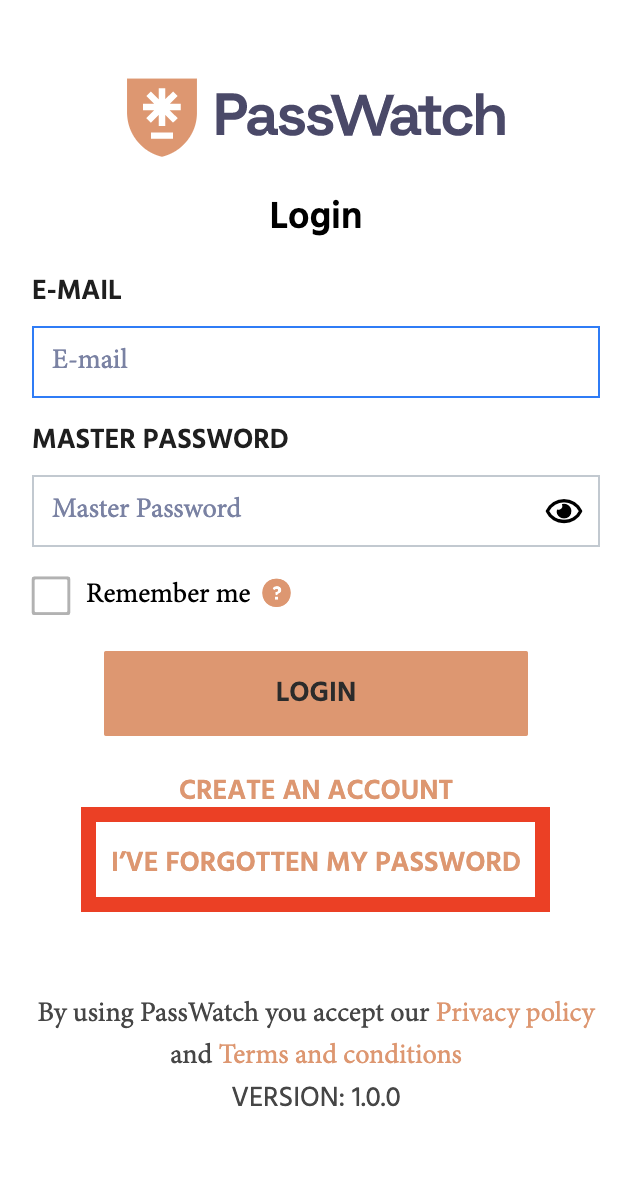 I Forgot my Master Password